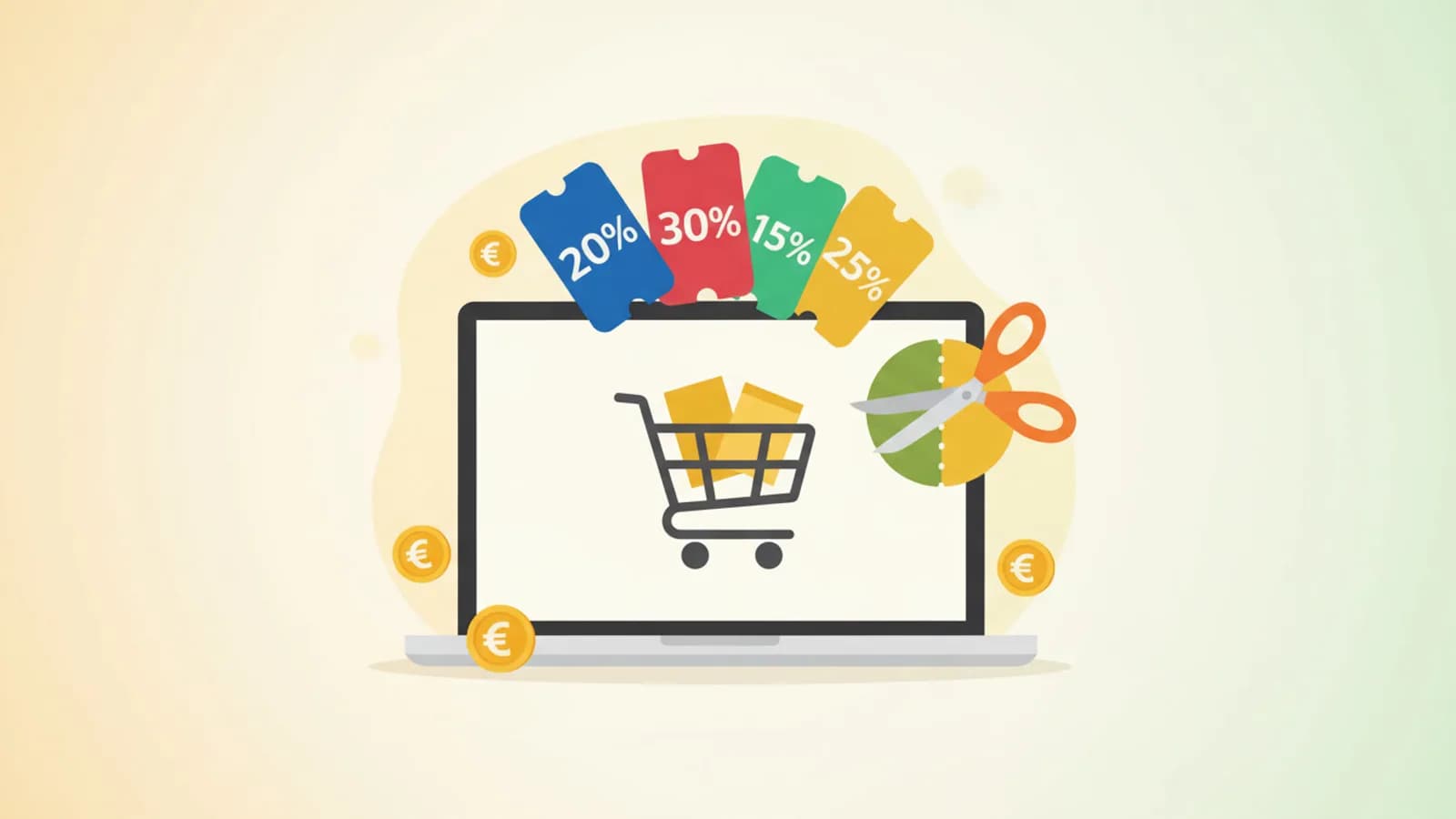 Cupones de descuento en Amazon España con tijeras y porcentajes de ahorro