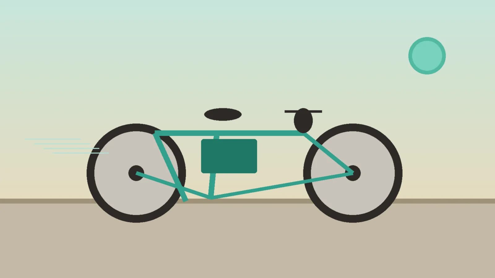 Bicicleta electrica urbana moderna sobre fondo neutro con tonos teal y arena