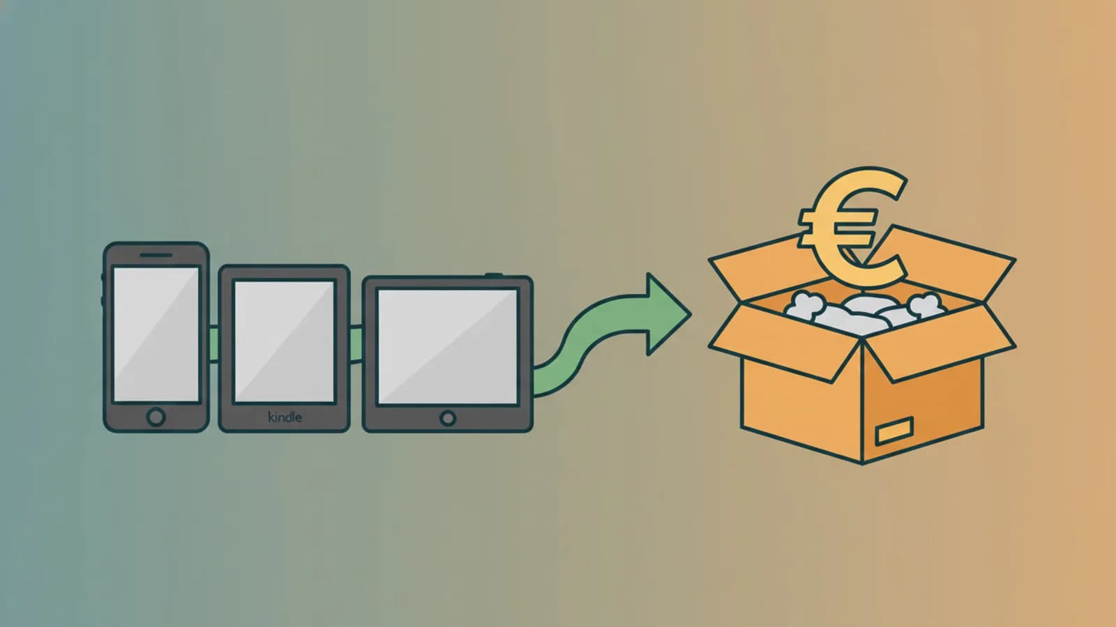 Caja de Amazon con dispositivos electrónicos antiguos para Trade-In