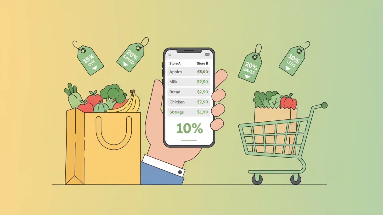 Apps para comparar precios de supermercado en España con carrito y teléfono