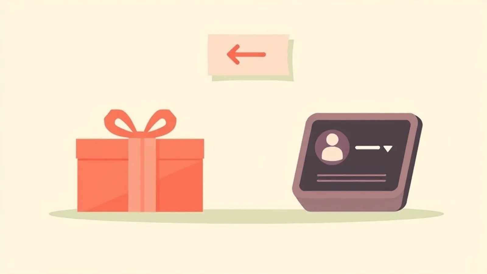 Paquete de regalo de Amazon junto a un recibo de devolución y un teléfono