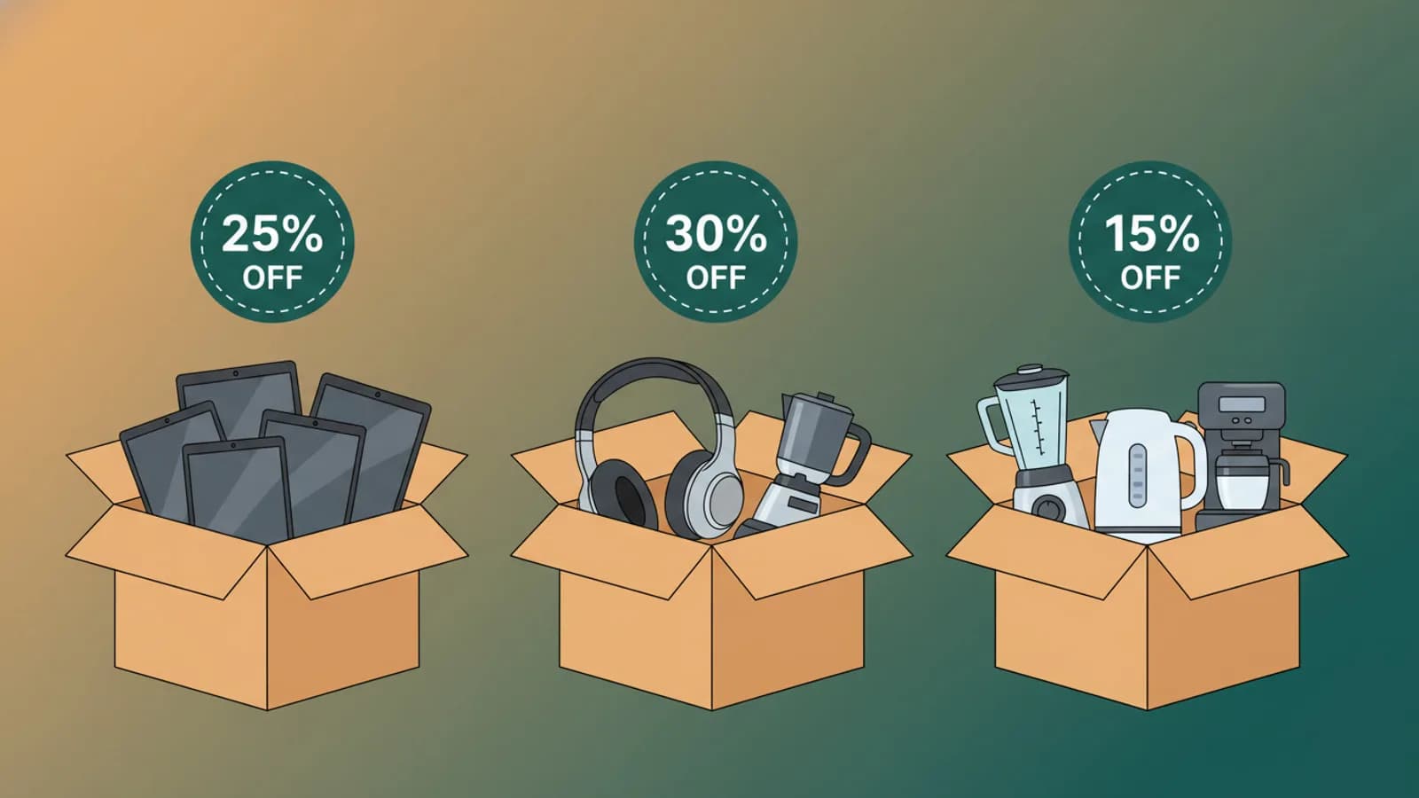 Productos reacondicionados con etiquetas de descuento en Amazon Warehouse